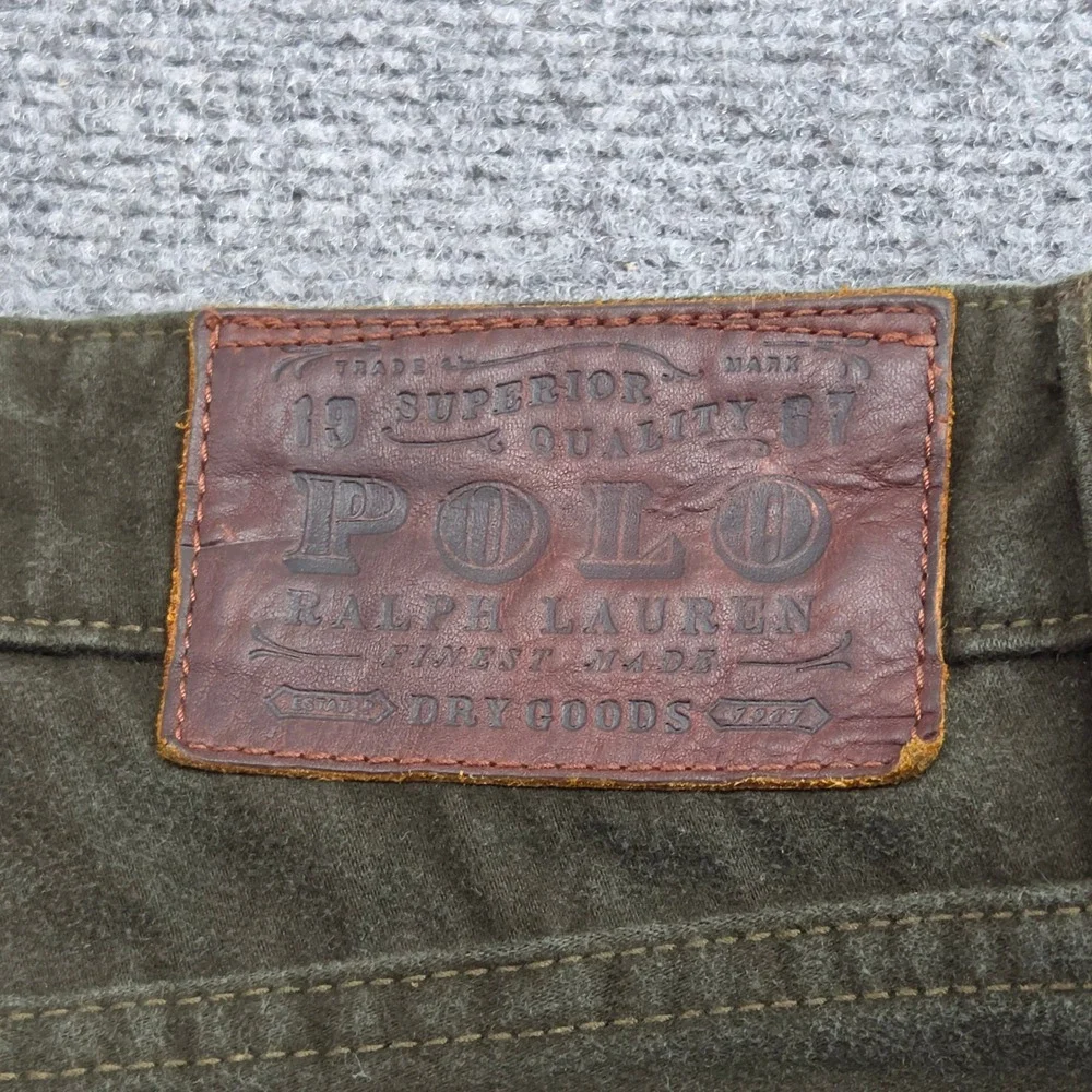 Vintage Polo Ralph Lauren Pants 32x32 Olive Green Sueded Cotton Straight Leg 90s